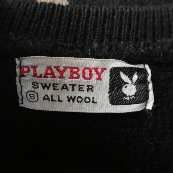 SOLD Vintage 60s Playboy Sweater All Wool Black S - Picture 9 of 11